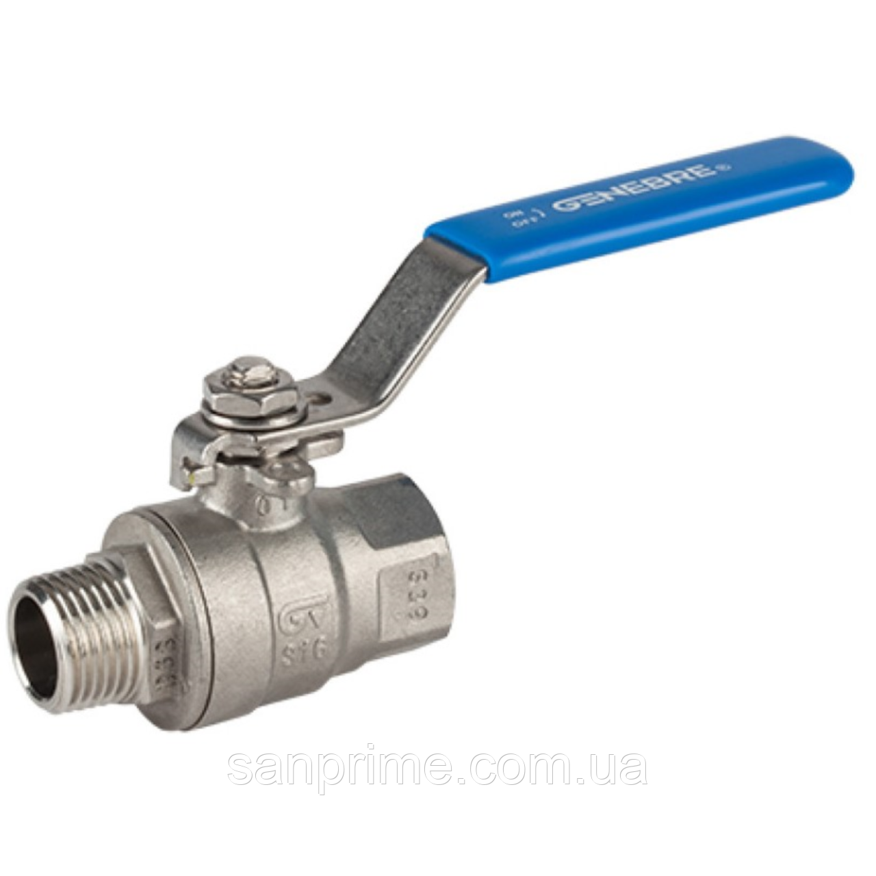 Кран кульовий GENEBRE 2013 з нерж сталі SS 316, НЗР, Т- -25°C +180°C, PN-6,4 МПа, G-1/2 ", DN-15