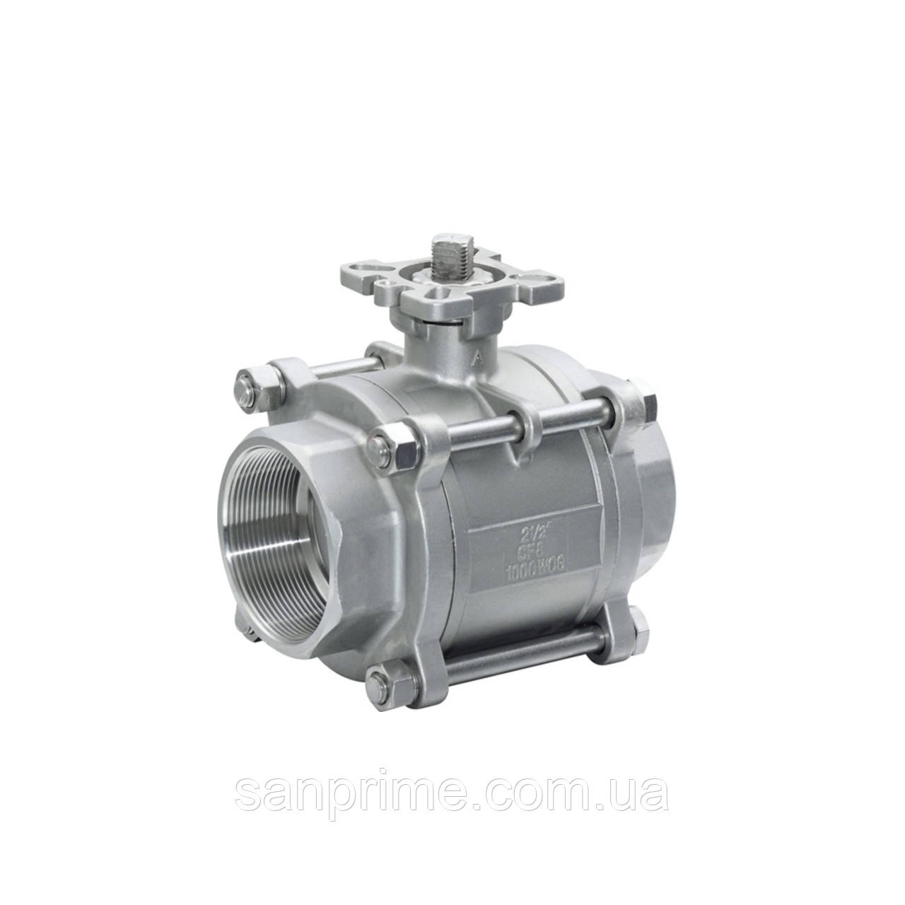 Кран кульовий мод. 2521 розбірний під привід ISO 5211 SS 304, Т - +180°C, PN-6,4 МПа, G-1/2 ", DN-15