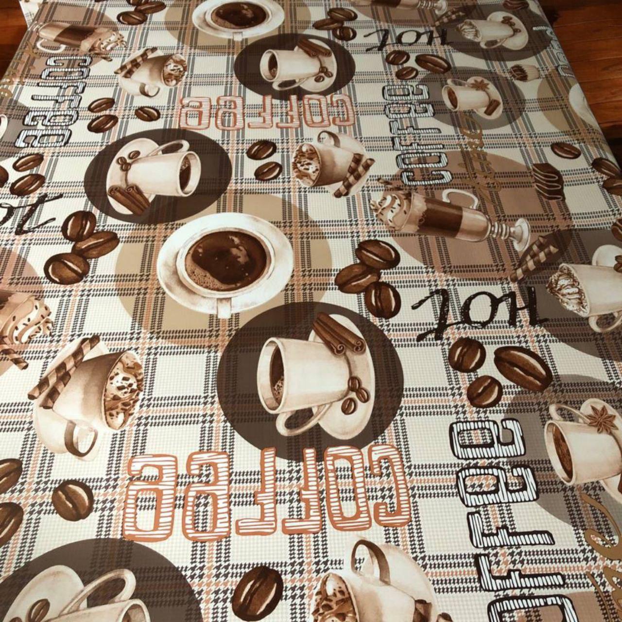 Скатертина Клейонка "Кава" на метраж на флізеліновій основі. Ширина: 137 см, фото 1