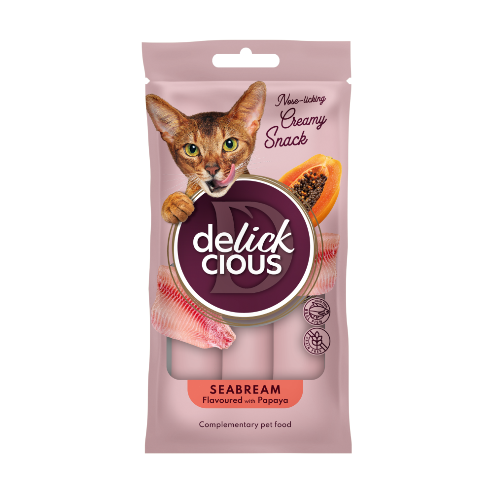 Кремові ласощі для котів Delickcious Дорада та Папайя (4шт х 15гр)