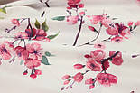 Ранфорс digital шириною 240 см "Сакура" малиново-рожевого кольору білий фон № N-3457, фото 7