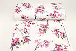 Ранфорс digital шириною 240 см "Сакура" малиново-рожевого кольору білий фон № N-3457, фото 4