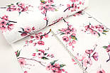 Ранфорс digital шириною 240 см "Сакура" малиново-рожевого кольору білий фон № N-3457, фото 2