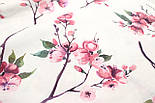 Ранфорс digital шириною 240 см "Сакура" малиново-рожевого кольору білий фон № N-3457, фото 5