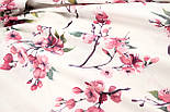 Ранфорс digital шириною 240 см "Сакура" малиново-рожевого кольору білий фон № N-3457, фото 6