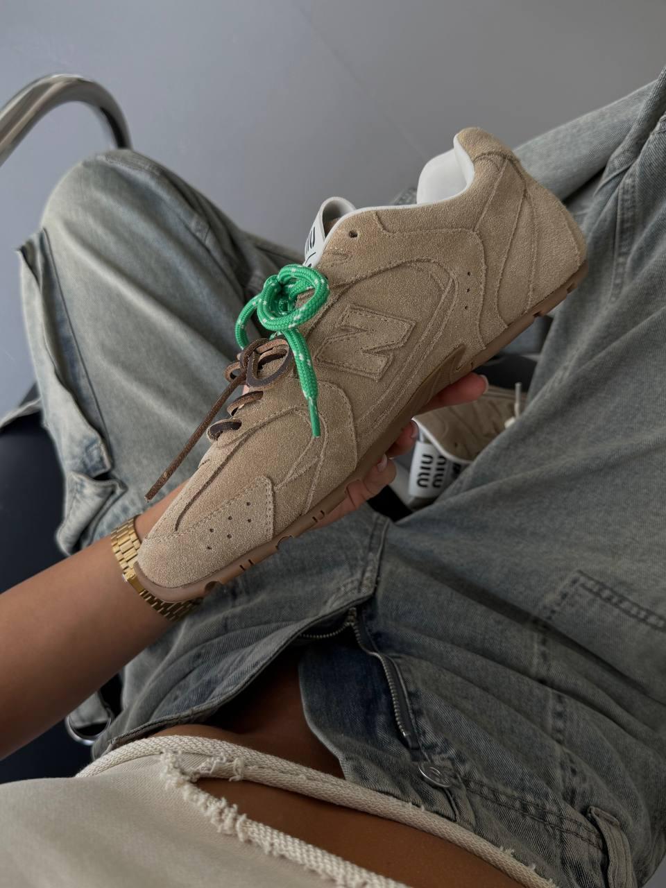 Жіночі демісезонні кросівки Miu Miu x NB light beige (бежеві) спортивні стильні кроси Nb005 Нью Беленс vkross