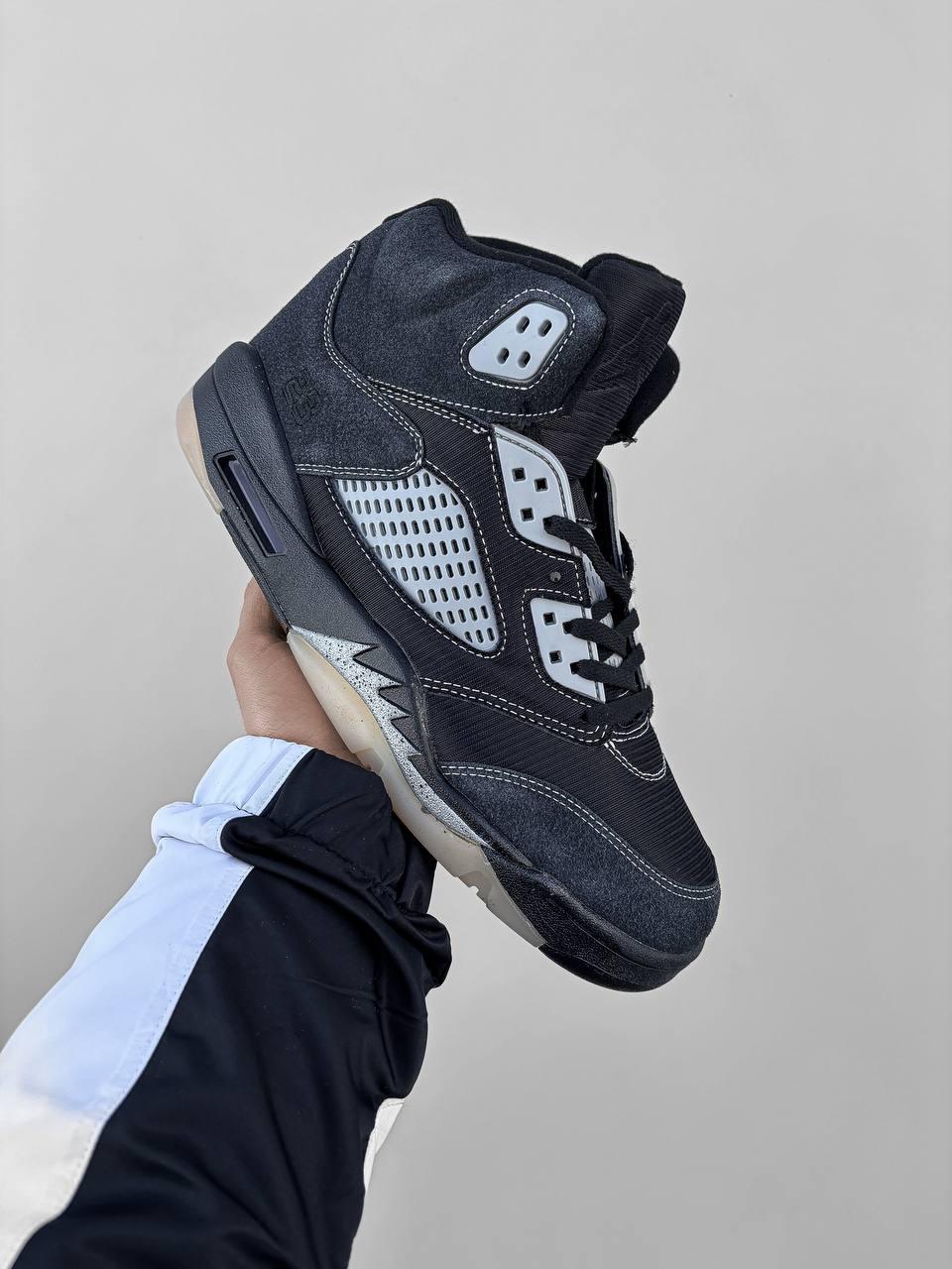 Чоловічі кросівки Nike Air Jordan 5 Retro Anthracite (чорні) повсякденні високі NK807-N Найк vkross, фото 1