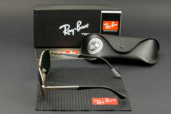 Сонцезахисні окуляри RAY BAN авіатори (арт. RB6104) зелена лінза/чорно-сірі завушники, фото 4