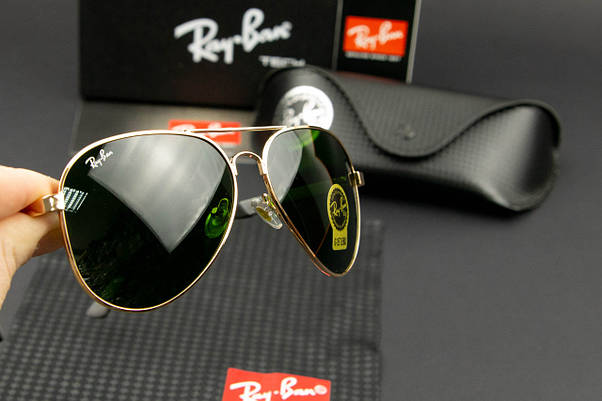 Сонцезахисні окуляри RAY BAN авіатори (арт. RB6104) зелена лінза/чорно-сірі завушники, фото 6
