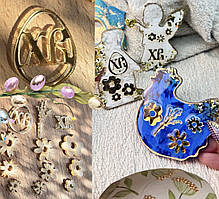 Набір 12 дзеркальних деталей акрил, золото, Великодній декор. Маленький розмір.