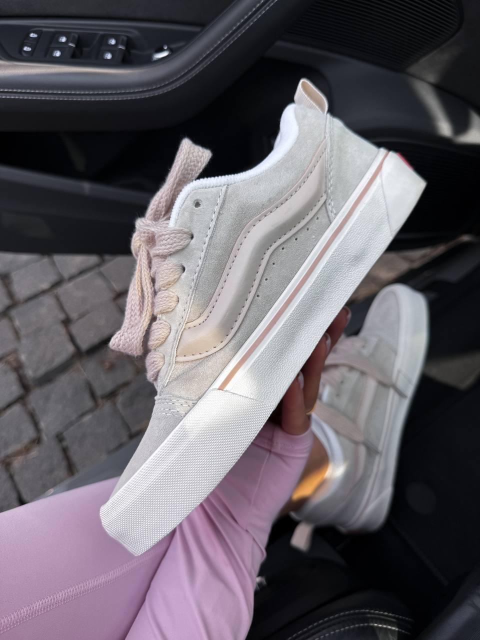 Жіночі демісезонні кросівки Vans Knu Skool Cream Beige (бежеві) низькі повсякденні кроси B017 Ванс vkross