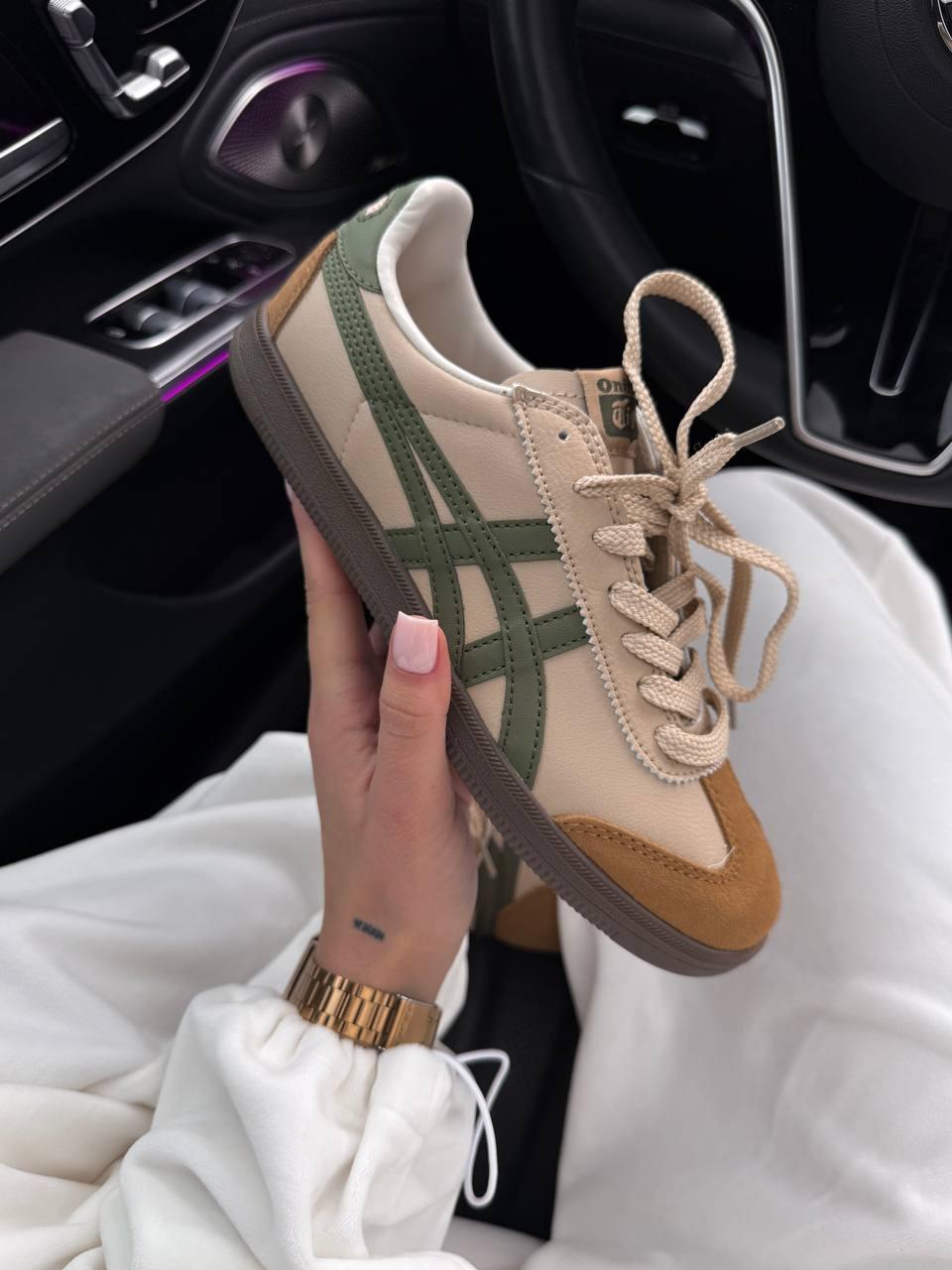 Чоловічі повсякденні кросівки Asics Onitsuka Tiger Tokuten Beige/Green (бежево-зелені) модні AS012 Асікс vkross, фото 1