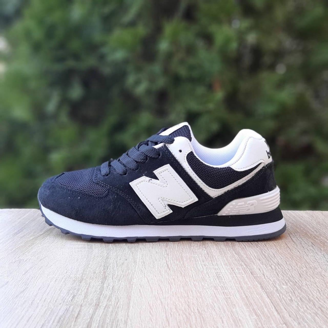 Жіночі демісезонні кросівки New Balance 574 Classic (чорні з білим) спортивні кроси 21117 Нью Беленс vkross