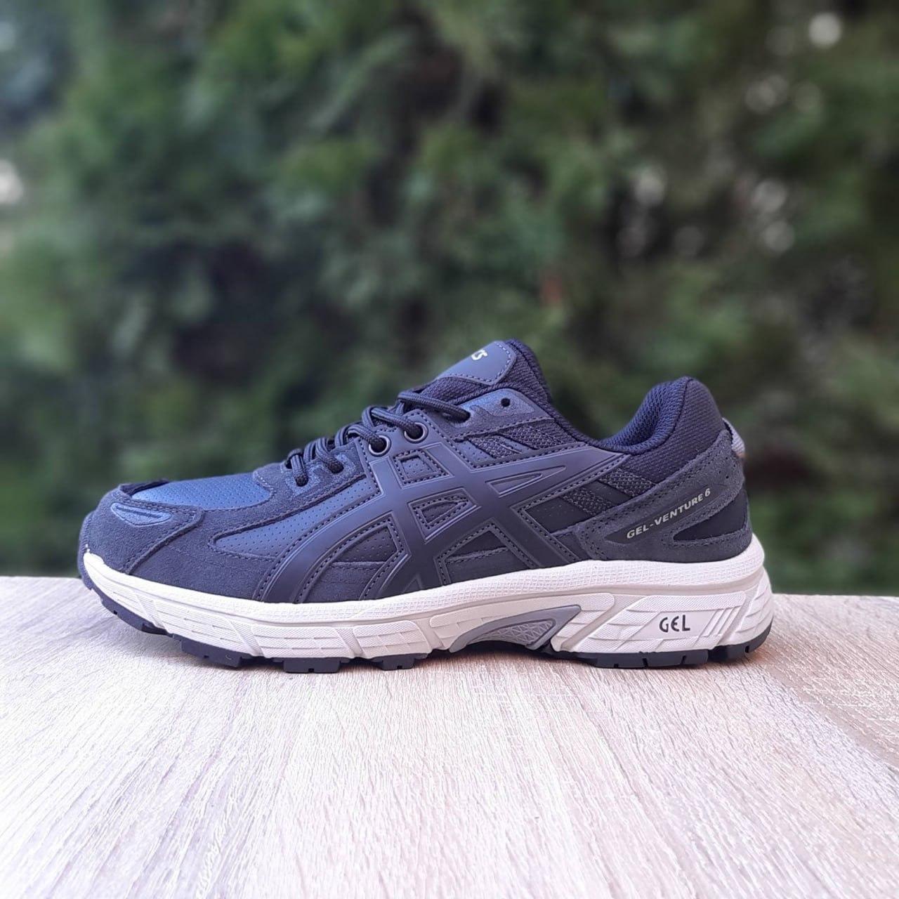 Чоловічі спортивні кросівки Asics GEL VENTURE 6 (чорно-білі) модні демі кроси 11469 Асикс vkross, фото 1
