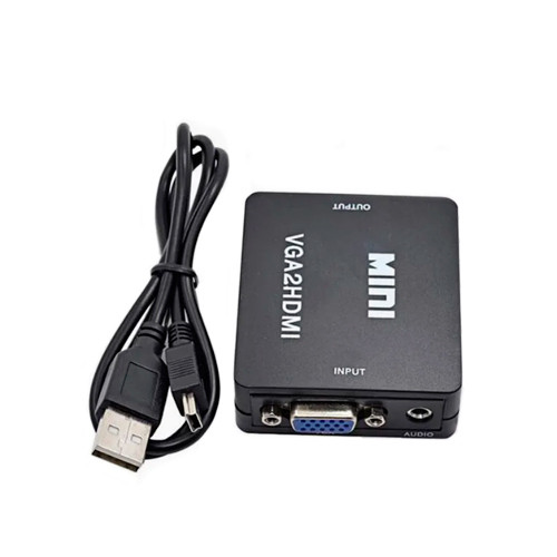 Конвертер VGA - HDMI, відео, аудіо, 1080p, чорний