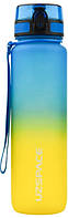 Пляшка для води Uzspace Frosted Gradient Waterbottle 3038 1 л жовто-блакитна