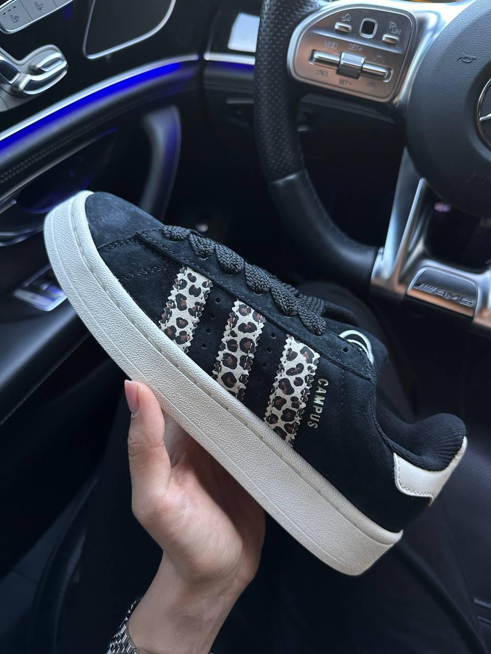 Жіночі демісезонні кросівки Adidas Campus Black Leopard (чорні) спортивні повсякденні кроси AS061 Адіда vkross
