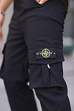 Чоловічі штани Stone Island чорні Джогери Стон Айленд із бічними кишенями, фото 3