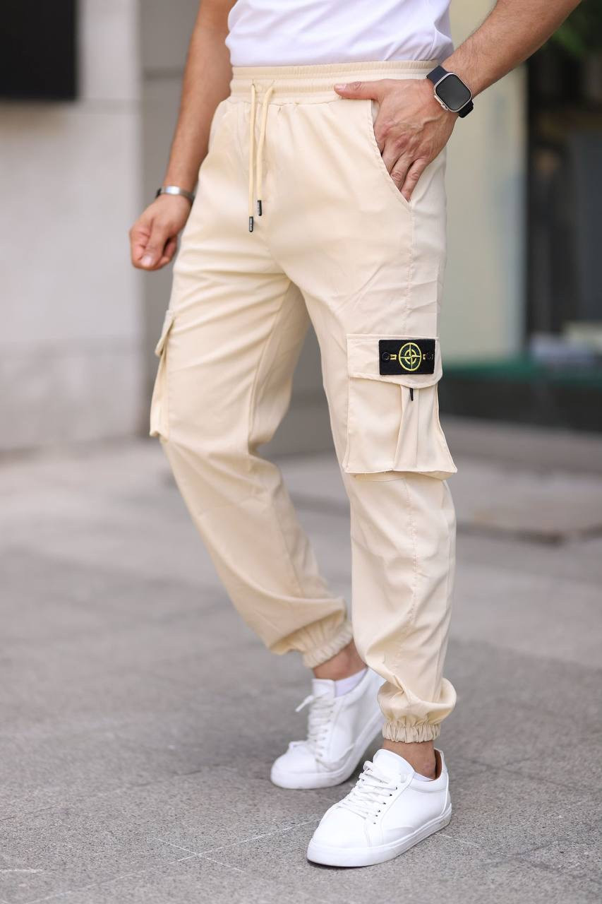 Чоловічі штани Stone Island світлі Джогери Стон Айленд із бічними кишенями