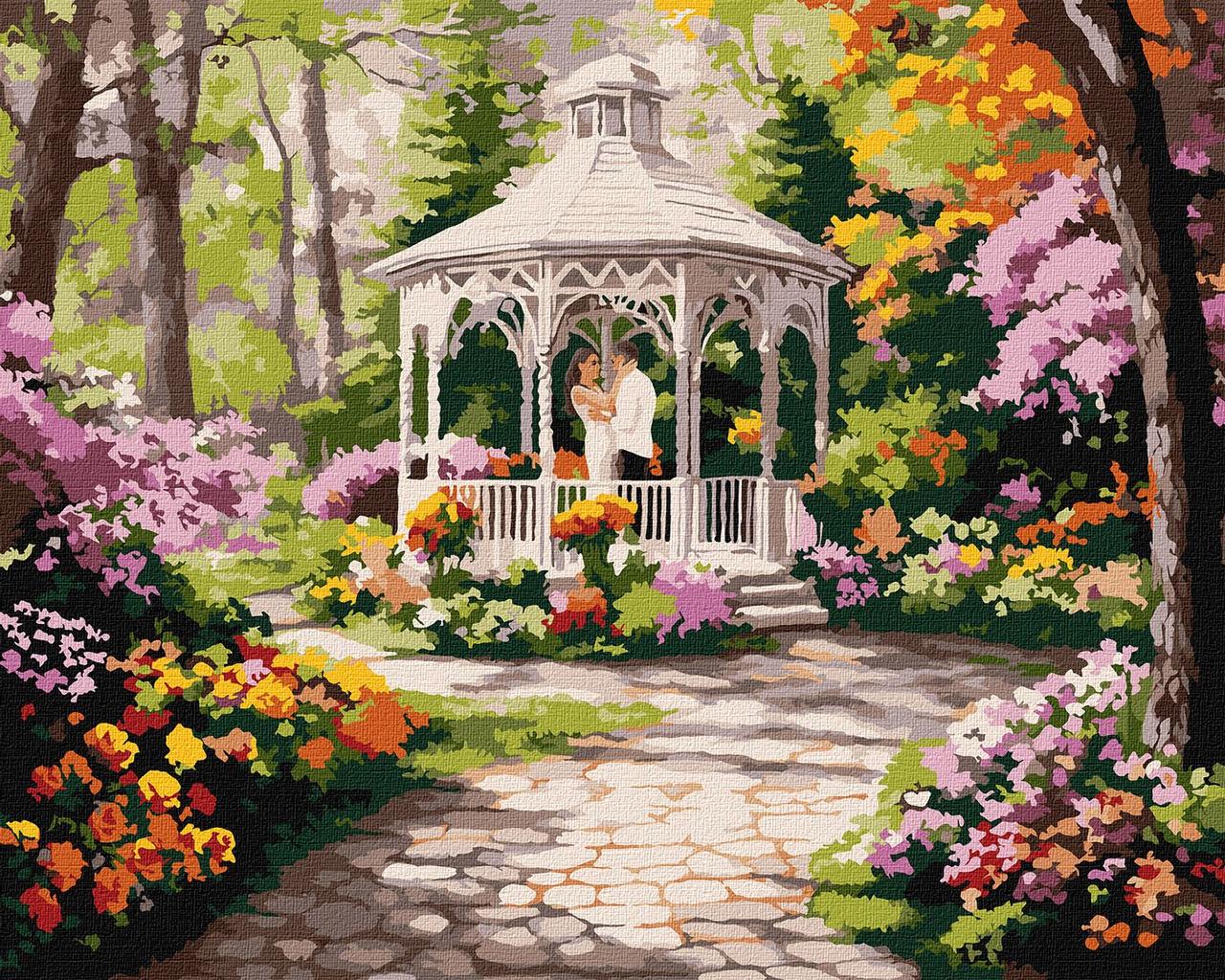 Картина за номерами 40х50 см. Квіткова галявина. Альтанка ©art_selena_ua Ідейка. KHO2909
