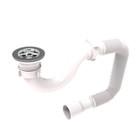 Сифон для душових піддонів з неіржавким випуском 11 2 і гнучкою трубою 40х50 D-01 (30).