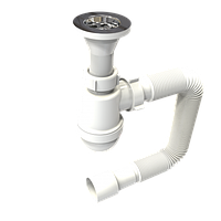 Сифон Тюльпан-ультра+ (неіржавкий випуск 1 1/2) з гнучкою трубою 40х50 COS8.LN 02.01