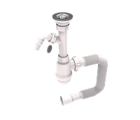 Сифон «Тюльпан» з неіржавким випуском 1 1/2 з відведенням для пральної машини та гнучкою трубою 40х50 COS 8.LN 03.01.