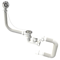 Сифон «FLATsteamer» для ванн і глибоких душових піддонів із неіржавким випуском 11 2, з переливу та гнучкою трубою 40х50