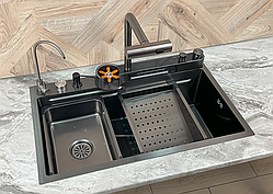 Кухонна мийка з нержавіючої сталі Kroner Platinum Handmade SP7545DB Nano Black