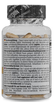 Екстракт левової гриви ( Їжовик гребінчастий) MST Lion's Mane Mushroom 500 mg 60 капс, фото 2