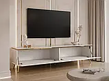 Тумба під телевізор на косих ніжках Aurora Gloss (білий глянець/золотий), фото 2