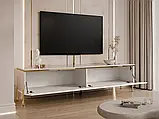 Тумба під телевізор на прямих ніжках Aurora Gloss (білий глянець/золотий), фото 2