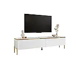 Тумба під телевізор на прямих ніжках Aurora Gloss (білий глянець/золотий), фото 7