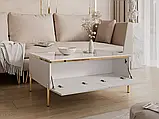Кавовий столик на прямих ніжках Aurora Gloss (білий глянець/золотий), фото 2