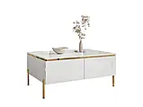 Кавовий столик на прямих ніжках Aurora Gloss (білий глянець/золотий), фото 4