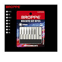 Набір шестигранних біт H для шуруповерта та гайковерта, 8шт. L=50мм 1/4" HEX BROPPE