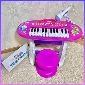Дитяче піаніно-синтезатор Limo Toy BB383BD на ніжках зі стільчиком Мікрофон