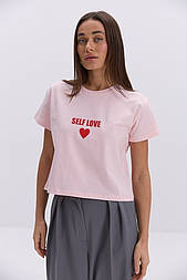 Жіноча однотонна футболка з принтом