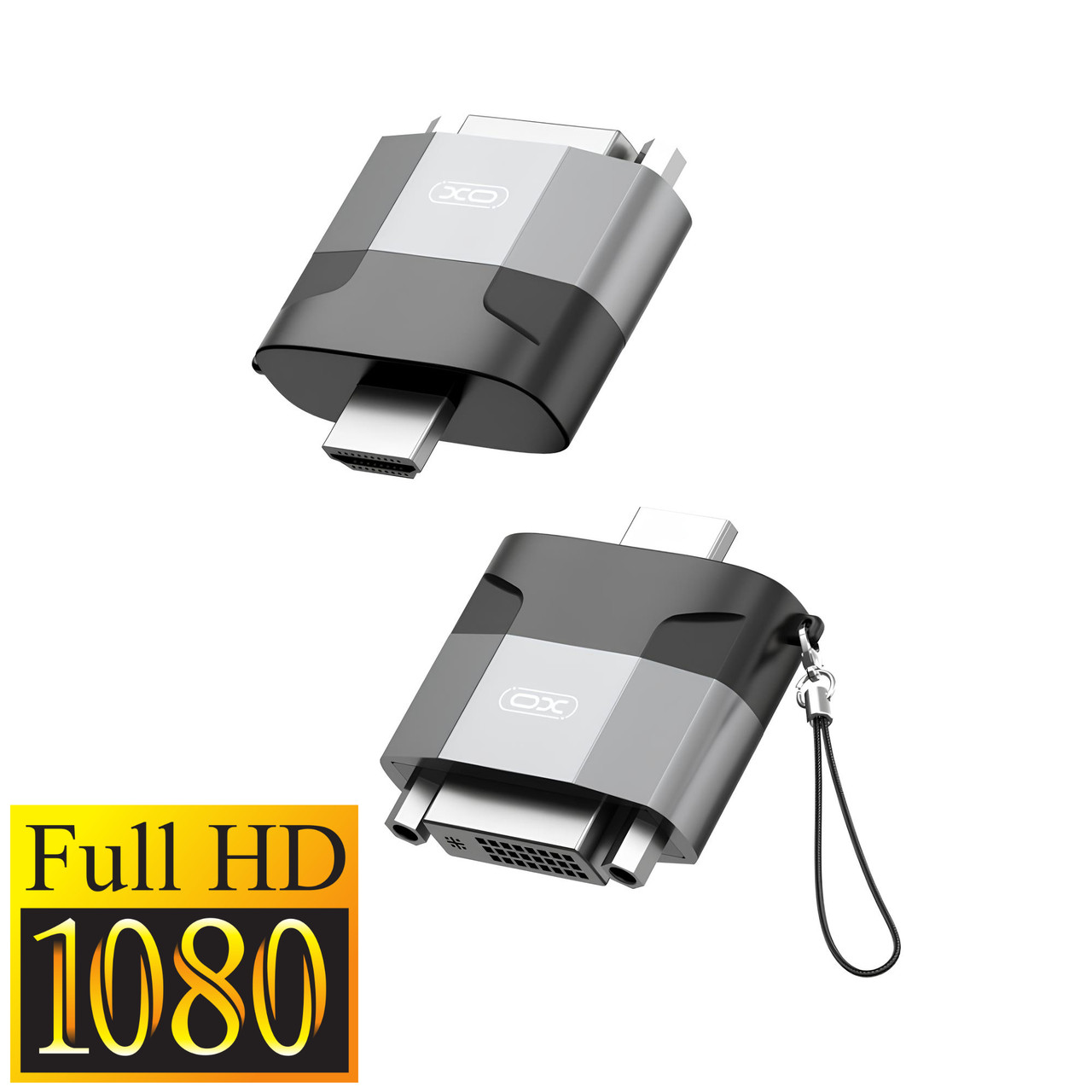Перехідник конвертер HDMI DVI converter XO GB013 (HDMI 1.4, Full HD 60Hz). Gray, фото 1