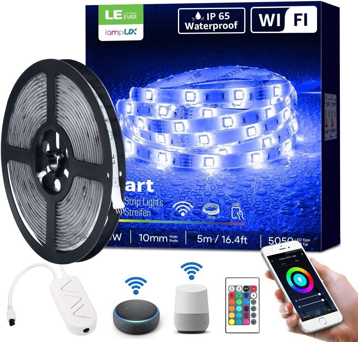Світлодіодна стрічка LE Smart 5 м, водонепроникна, RGB 150 світлодіодів, світлодіодні стрічки 5050 SMD WiFi, 12