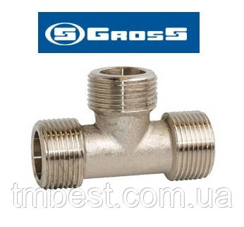 Трійник 3/4" х 1/2" х 3/4" ЗЗЗ нікельований Gross SF, фото 1