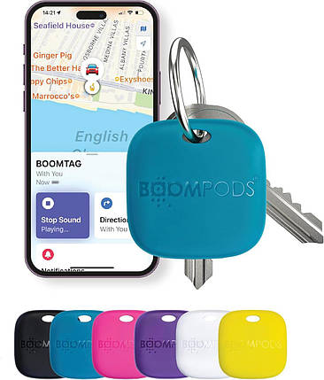 Перезаряджуваний Bluetooth-трекер Boompods Boomtag — інтелектуальний пристрій стеження за дітьми, багажем та ін., фото 1