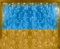 Патріотична гірлянда штора Прапор України 3*3 м 160 LED класична IP44
