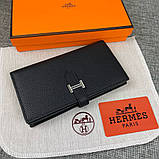Жіночий чорний шкіряний гаманець Hermes (H-5123) Lux, фото 3