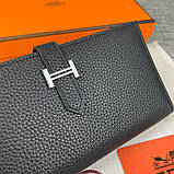 Жіночий чорний шкіряний гаманець Hermes (H-5123) Lux, фото 2