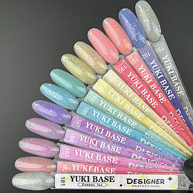 Демонстраційна палітра-віяло кольорових баз Yuki base Дизайнер з пластівцями Юкі