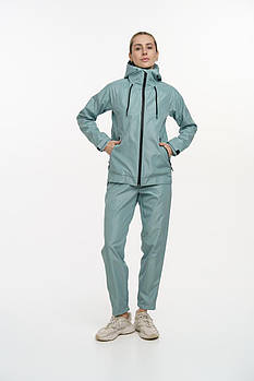 Жіночий спортивний костюм з плащівки Вітровка + Штани світло-зелений Комплект з капюшоном весняний осінній
