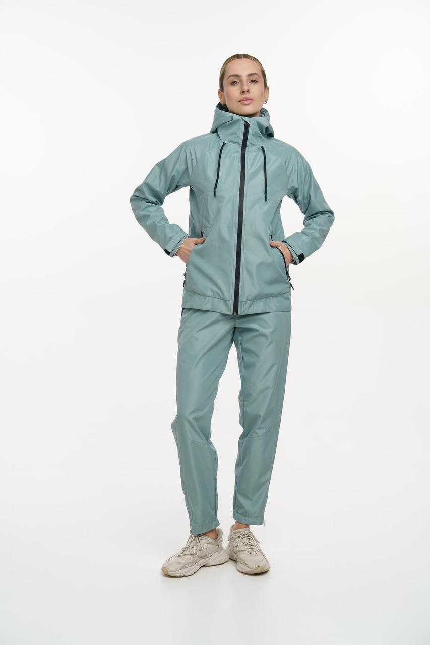 Жіночий спортивний костюм з плащівки Вітровка + Штани світло-зелений Комплект з капюшоном весняний осінній, фото 1