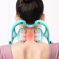 Ручний роликовий масажер для шиї Neck Stretcher з рельєфними роликами, що обертаються 360°