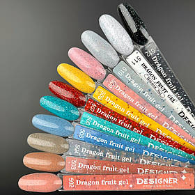 Демонстраційна палітра-віяло гель-лаків Dragon fruit gel Дизайнер (з чорно-білою крихтою)
